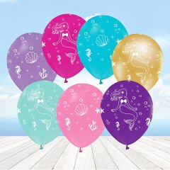 Balon Standlı, 7 Adet - Deniz Kızı Balon