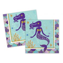 Pırıltılı Deniz Kızı Peçete - 16 Adet