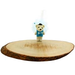 Süslü Minik Ayıcık Süs, 11cm x 6cm - 1 Adet Mavi