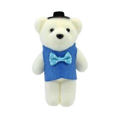 Süslü Minik Ayıcık Süs, 11cm x 6cm - 1 Adet Mavi