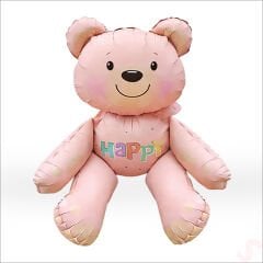 Oturan Ayıcık Folyo Balon, 54 cm x 51 cm - Pembe