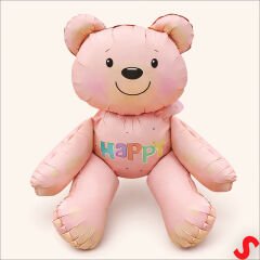 Oturan Ayıcık Folyo Balon, 54 cm x 51 cm - Pembe