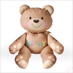 Oturan Ayıcık Folyo Balon, 54 cm x 51 cm - Karamel