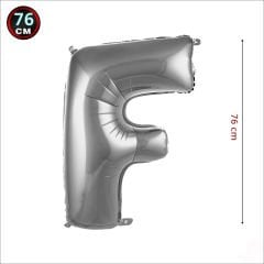F Harf Gümüş Folyo Balon - 76 cm
