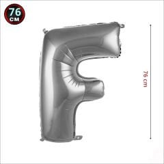 F Harf Gümüş Folyo Balon - 76 cm