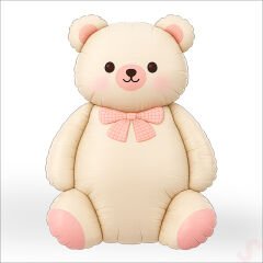 Papyonlu Ayıcık Folyo Balon, 90 cm x 65 cm - Krem