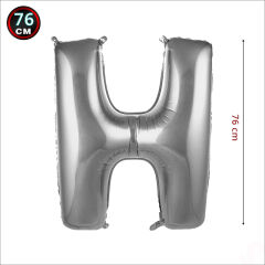 H Harf Gümüş Folyo Balon - 76 cm