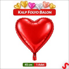 Kalp Folyo Balon, 45 cm - Kırmızı