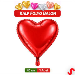 Kalp Folyo Balon, 45 cm - Kırmızı