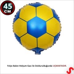 Sarı Lacivert Futbol Topu Folyo Balon - 45 cm