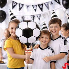 Siyah Beyaz Futbol Topu Folyo Balon - 45 cm