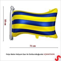 Sarı Lacivert Bayrak Folyo Balon - 71 cm x 50 cm