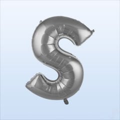 S Harf Gümüş Folyo Balon - 76 cm