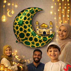 Ramazan Ay Kubbe Yeşil Folyo Balon - 65 cm