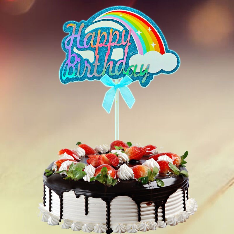 Hologram Pasta Süsü Kek Çubuğu, 22 x 14,5 cm - Mavi