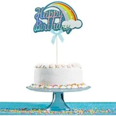 Hologram Pasta Süsü Kek Çubuğu, 22 x 14,5 cm - Mavi