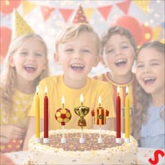 Sarı Kırmızı Futbol Temalı 7 Parça Doğum Günü Mum Seti