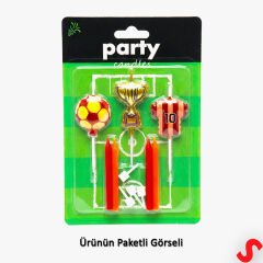 Sarı Kırmızı Futbol Temalı 7 Parça Doğum Günü Mum Seti