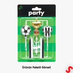 Siyah Beyaz Futbol Temalı 7 Parça Doğum Günü Mum Seti