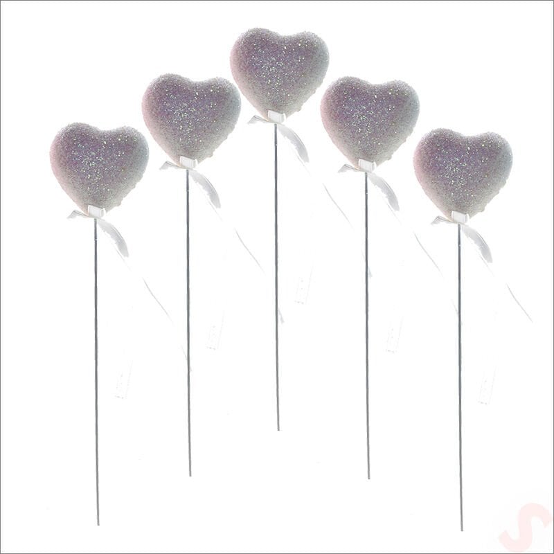 Beyaz Simli Kalp Çubuk, 25 cm x 4,5 cm - 10 Adet