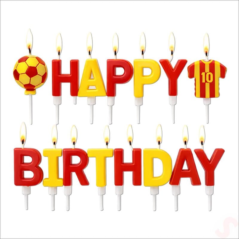 Sarı Kırmızı Happy Birthday 15 Parça Doğum Günü Mum Seti