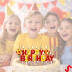 Sarı Kırmızı Happy Birthday 15 Parça Doğum Günü Mum Seti