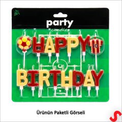 Sarı Kırmızı Happy Birthday 15 Parça Doğum Günü Mum Seti