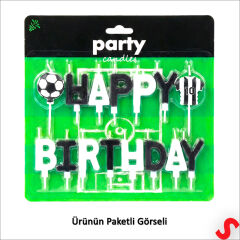Siyah Beyaz Happy Birthday 15 Parça Doğum Günü Mum Seti