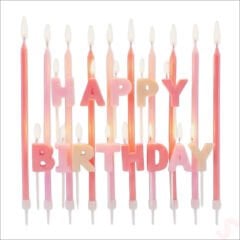 Pembe Happy Birthday Harf Mum Seti – 23 Parça