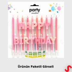 Pembe Happy Birthday Harf Mum Seti – 23 Parça
