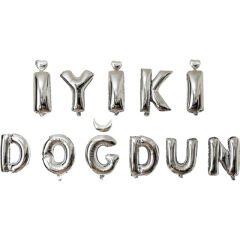 İyiki Doğdun Folyo Balon Seti, 40 cm - Gümüş