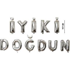 İyiki Doğdun Folyo Balon Seti, 40 cm - Gümüş