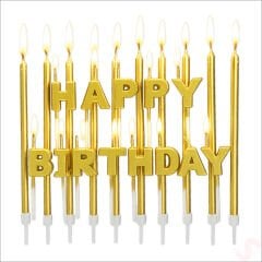 Altın Happy Birthday Harf Mum Seti – 23 Parça