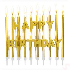 Altın Happy Birthday Harf Mum Seti – 23 Parça