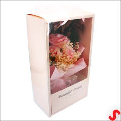 Premium Kutu İçinde 3 Güllü Yapay Çiçek Buketi - Pembe