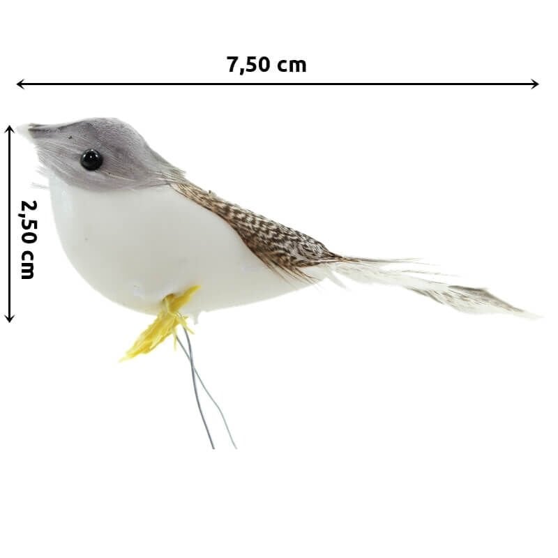 Tüylü Yapay Kuş, 7,50 cm - 1 Adet NATURAL