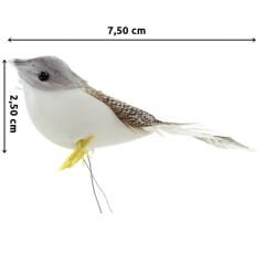 Tüylü Yapay Kuş, 7,50 cm - 1 Adet NATURAL