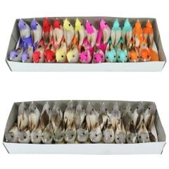 Tüylü Yapay Kuş, 7,50 cm - 1 Adet NATURAL