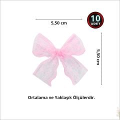 Güpür Dantel 10 Adet Fiyonk, 5,5 cm - Pembe
