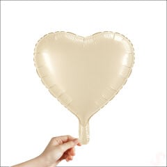 Kalp Folyo Balon, 45cm - Krem