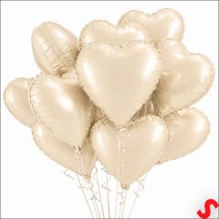Kalp Folyo Balon, 45cm - Krem