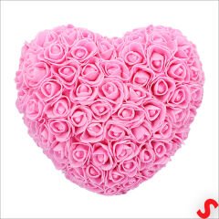 Şeffaf PVC Kutulu Pembe Yapay Güllü Kalp – 25 cm