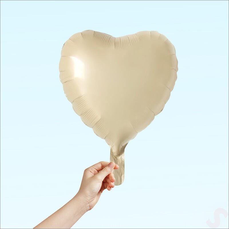 Kalp Folyo Balon, 45cm - Bej