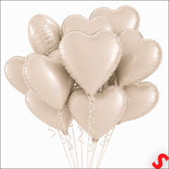 Kalp Folyo Balon, 45cm - Bej