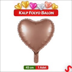 Kalp Folyo Balon, 45cm - Karamel