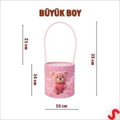 Hortum Saplı Ayıcık Kutu Büyük Boy - 16 cm