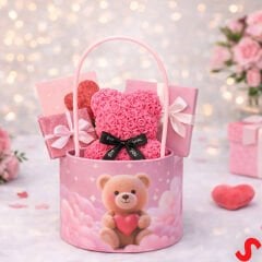 Hortum Saplı Ayıcık Kutu Büyük Boy - 16 cm