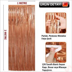 Kapı, Duvar ve Arka Fon Saçaklı Perde 1mt x 2mt - Rose Gold