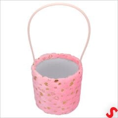 Hortum Saplı Kalpli Pembe Pelüş Kutu Büyük Boy - 16 cm