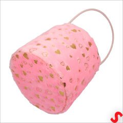 Hortum Saplı Kalpli Pembe Pelüş Kutu Orta Boy - 14 cm